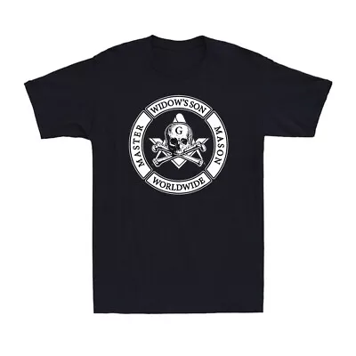 Buy Master Widow's Son Mason Worldwide Skull Compass Square Masonic Men's T-Shirt • 14.99£