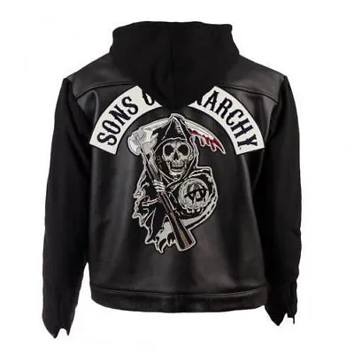 Buy SOA Sons Of Anarchy Leather Hooded Jacket • 75.59£