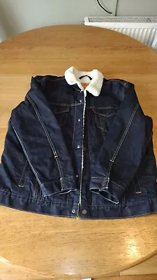 Buy Levi’s Sherpa Jacket Mens Size XXL Blue Denim Trucker Lined Heavy Cotton  • 50£