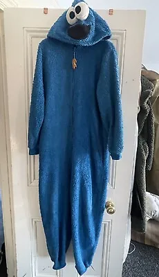 Buy Sesame Street Cookie Monster Blue Hooded All In One Pyjamas S • 17.99£
