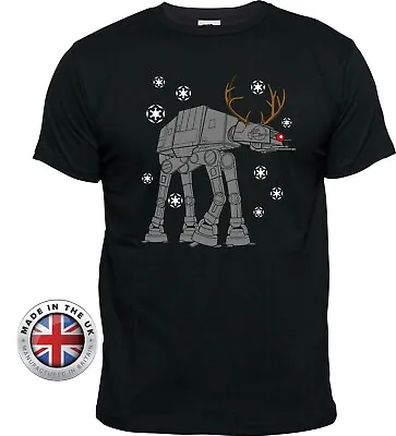 Buy Star Wars Christmas  T Shirt At At Reindeer T Shirt Funny Unisex + Ladies Fitted • 14.99£