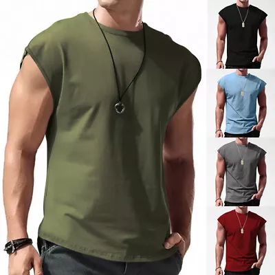 Buy Men Summer Muscle Gym T-Shirt Sport Casual Tank Top Fitness Cap Sleeve Vest Tee • 7.98£