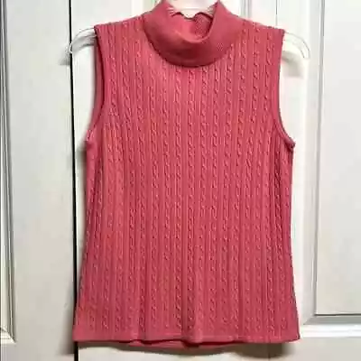 Buy Jennifer Moore Pink Sleeveless High Neck Cable Knit Cami Top Size M  • 9.09£