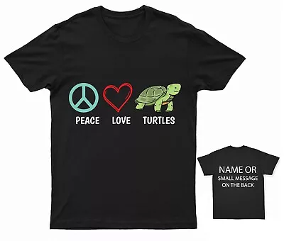 Buy Peace Love Turtles T-Shirt Personalised Gift Customised Name Message • 13.95£