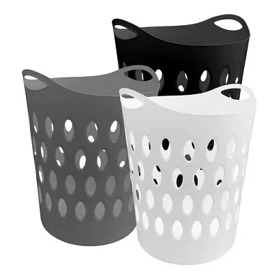 Buy 50L Large Flexible Laundry Basket Home Clothes Washing Tall Plastic Hamper Bin • 8.95£