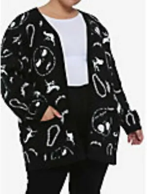 Buy Nightmare Before Christmas Ribbed Yarn Back Lace Cardigan NWT  Plus Size 1  2  4 • 56.70£