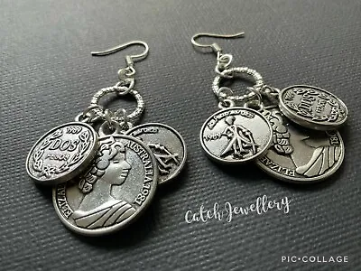 Buy COIN EARRINGS Antique Silver Boho Festival Gypsy Bijoux Coin Jewellery Alloy • 3.99£