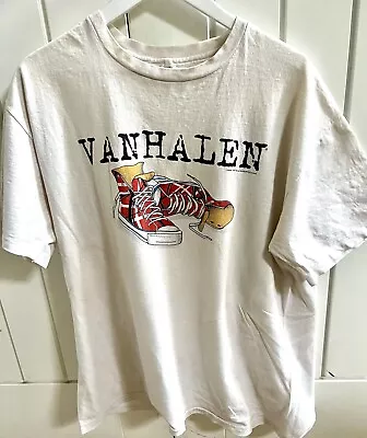 Buy Rare Vintage Van Halen Sneakers 1993 Live Across Europe Tour T-shirt White • 50£