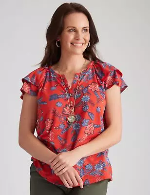 Buy Womens Summer Tops - Red Tshirt / Tee - Floral - Smart Casual Clothing | MILLERS • 14.82£