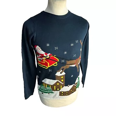 Buy Men's Navy Christmas Santa Reindeer Jumper Size XS Esmara (JF04) • 9.99£