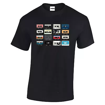 Buy Cassette Tape X16 Vintage 60's 70's 80's 90's Retro Music Unisex Black T Shirt • 10.97£