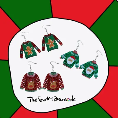 Buy TFB - CHRISTMAS JUMPER Dangle Earrings Xmas Day Office Party Fun Novelty Funky • 6.95£