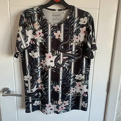 Buy Men’s Size M Snake Print Stripe Floral T-shirt Holiday Gym  • 3.50£