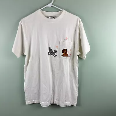 Buy Vintage Disney Store LADY And The TRAMP Embroidered White T Shirt Size Medium • 25.51£
