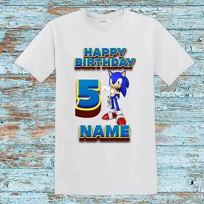 Buy Sonic Personalised Kids Birthday Party Boy T-shirt Gift Any Name Number 3-14yer • 10.99£