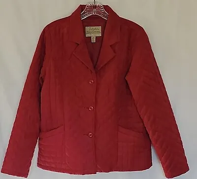 Buy Cabelas Womens Jacket Coat Size Small Quilted Faux Suede Button Front Berry Red • 18.90£