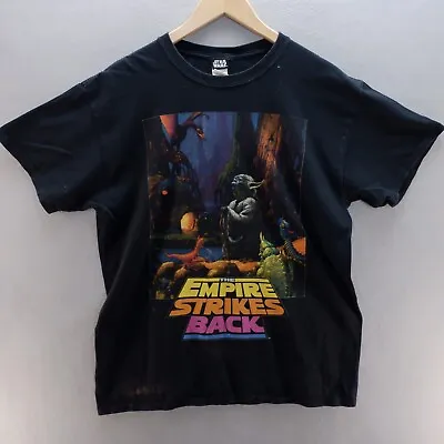 Buy Star Wars T Shirt Large Black Empire Strikes Back Yoda Short Sleeve Cotton* • 8.54£