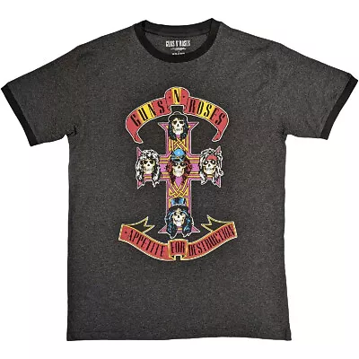 Buy Guns And Roses - Appetite For Destruction Ringer T-Shirt - Official Band Merch • 20.64£