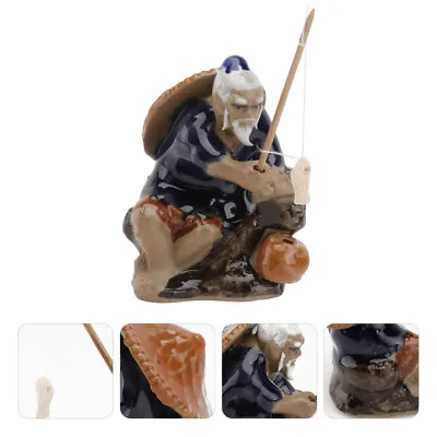 Buy Japanese Garden Statues Fish Tank Chinese Decorations Fisherman Ornament • 8.69£