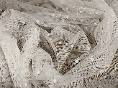 Buy Dobby Mesh Net Sheer Lightweight Fabric, Per Metre - White • 3.99£