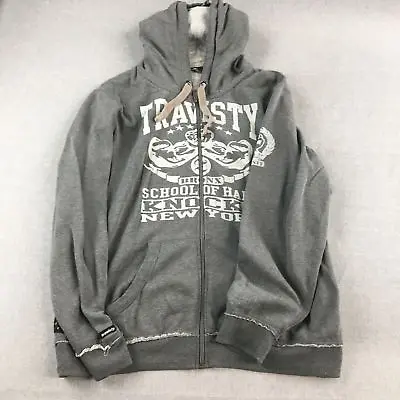 Buy Travisty Mens Jacket Size 2XL Grey Zip-Up Hoodie Y2K Grunge • 15.78£