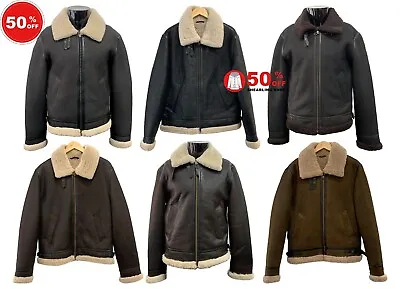 Buy Men's B3 Air Force Real Shearling Sheepskin Leather Jacket Aviator Pilot Reagan • 112.50£
