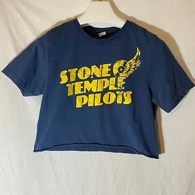 Buy Stone Temple Pilots Winged Disc Cropped Blue T Shirt W/Yellow Alt Rock Band Logo • 17.03£