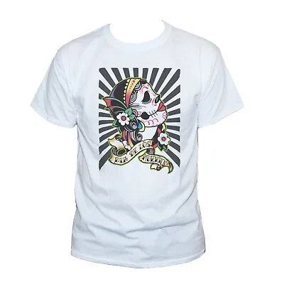 Buy Mexican Skull T-shirt Day Of The Dead Goth Rockabilly Short Sleeve Unisex  • 14£