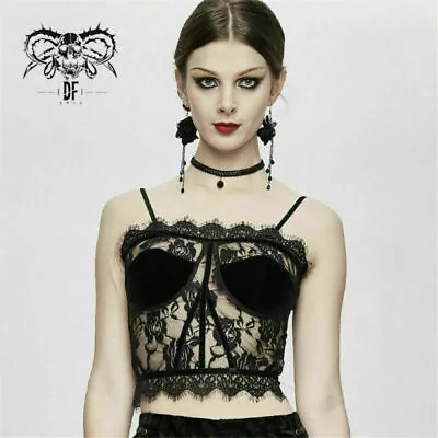 Buy Women's Roses Mesh Sexy Corset T-shirt Steampunk Black Close-fitting Party Tops • 29.88£