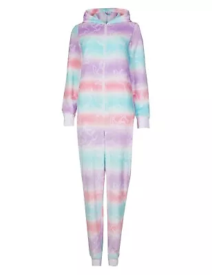 Buy Ladies Ex Marks & Spencer Fleece Rainbow Unicorn All In One Pyjama Nightwear  • 14.99£