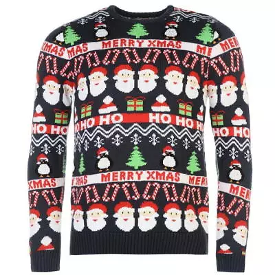 Buy Star Christmas Knitted Mens Jumper HO HO HO MEDIUM  Xmas RRP £19.99 • 9.99£