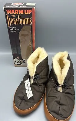 Buy Vtg 80s Dearfoams Warm Up Brown Slippers Size XL New Open Box TV Movie Prop • 31.84£