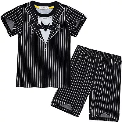 Buy Kids Boys Jack Skellington Cosplay Pajamas Set Sleepwear T-shirt +Shorts Outfits • 14.99£