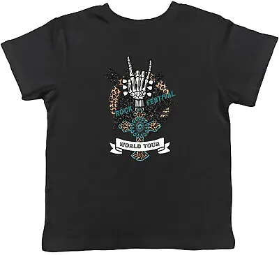 Buy Rock Festival Kids T-Shirt Bands Consert Music Tour Childrens Boys Girls Gift • 5.99£