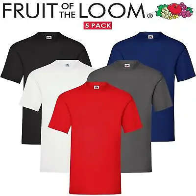 Buy 3 & 5 Pack Fruit Of The Loom Mens T Shirts 100% Cotton Plain Short Sleeve Tee • 22.99£