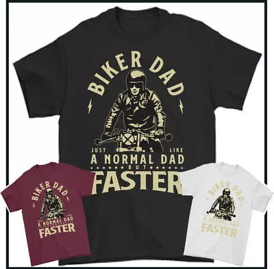 Buy BIKER DAD T-SHIRT, Mens Funny Father's Day TEE TOP Motorbike Motorcycle Indian • 8.94£