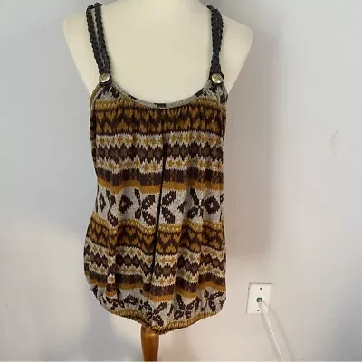Buy TOTO Collection Crown Indulgence Braided Racer Back Brown Print Tank Top 1XL NEW • 18.94£
