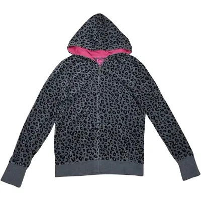 Buy Juicy Style Fur Scene Y2K Pink Emo Cheetah Leopard Print Full Zip Hoodie Size XL • 62.73£