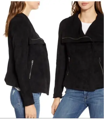 Buy BlankNYC Black Side Zip Moto Style Jacket Faux Suede Women's Size Small • 43.42£