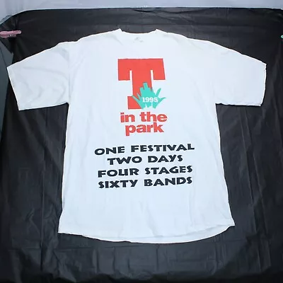 Buy Vintage 1995 T In The Park Festival Band T-Shirt XL Fits Large White Music 90s • 59.99£
