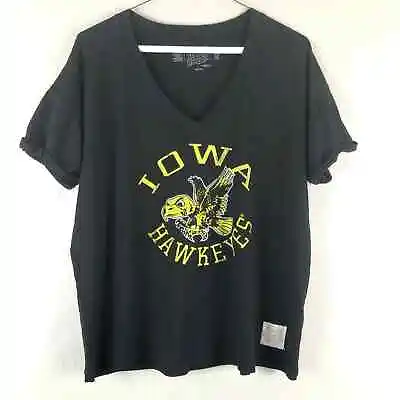 Buy Original Retro Brand Black Yellow University Iowa Hawkeye Herkey Graphic T Shirt • 7.58£