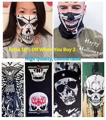 Buy Women Men Halloween Skull Pattern Face Mask Neck Scarf Stretchy Handkerchief Cap • 1.99£
