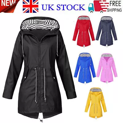 Buy Plus Size Womens Waterproof Raincoat Ladies Outdoor Wind Rain Forest Jacket Coat • 17.60£