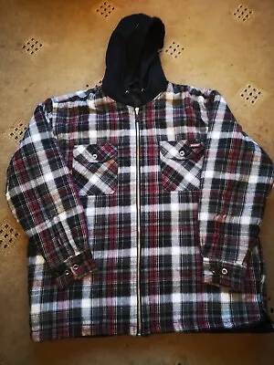 Buy Dickies Vintage Black/Red/White Checked Quilted Zip-Up Hooded Jacket - LARGE  • 15£
