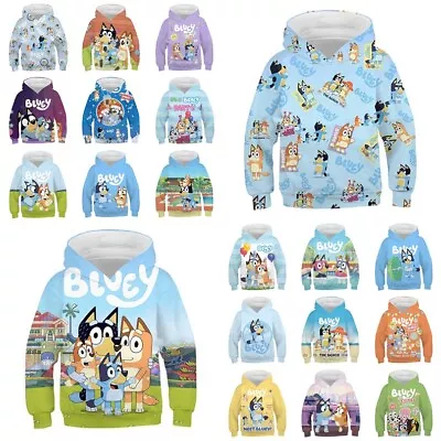 Buy Childrens Bluey Costume Hooded Hoodies Sweatshirt Pullover Coat Jumper Tops Gift • 8.88£