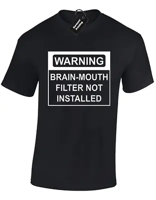Buy Warning Brain Mouth Filter Mens T Shirt Funny Joke Quality New Premium Design • 7.99£