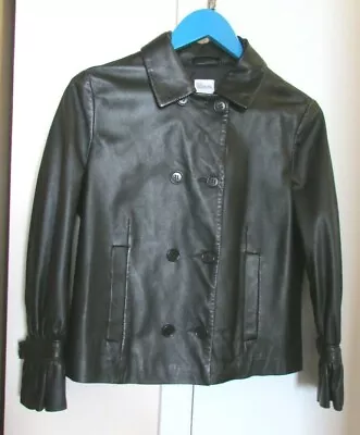 Buy Women's RED VALENTINO Black Sheep Skin Lamb Leather Jacket With Bow Size 44 EUR • 110.51£
