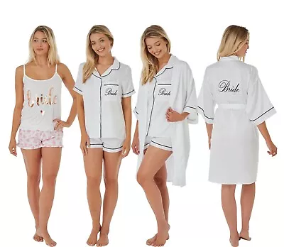 Buy Ladies White BRIDE PJs Pyjamas Set Wrap Dressing Gown Size 8 10 12 14 16 18 20 • 14.99£