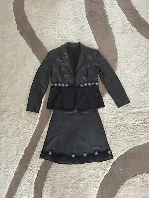 Buy Vintage Elie Tahari - Light Leather Set.    Jacket - Size M / Skirt - Size 10 UK • 50£