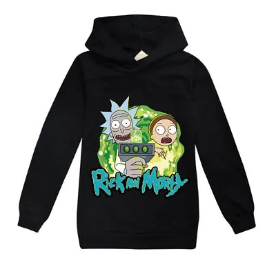 Buy Kids Boy Girl Rick And Morty Hoodie Sweatshirt Long Sleeve Top Clothes Pullover • 8.59£
